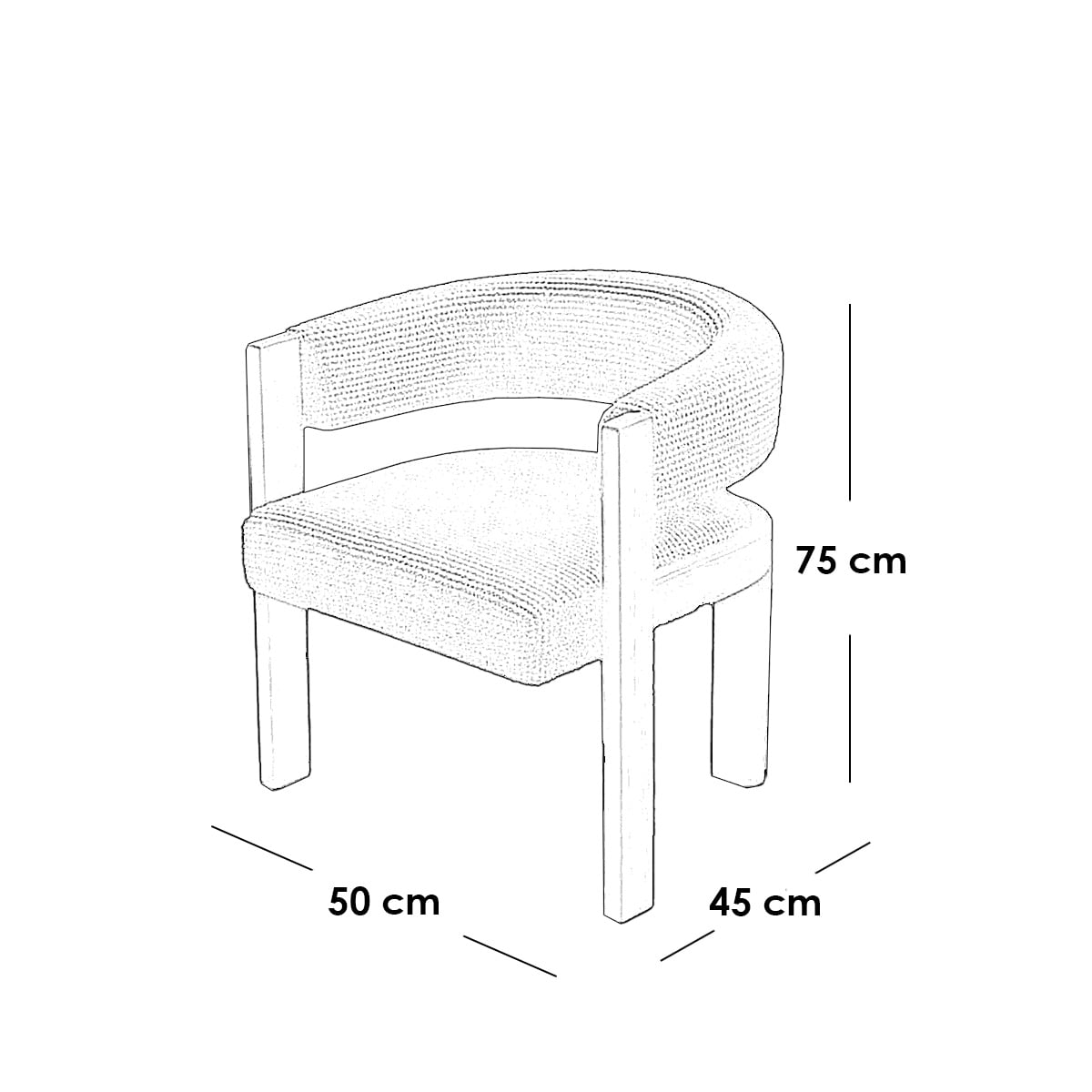 Dining chair made of beech wood and boucle fabric - beige and off-white