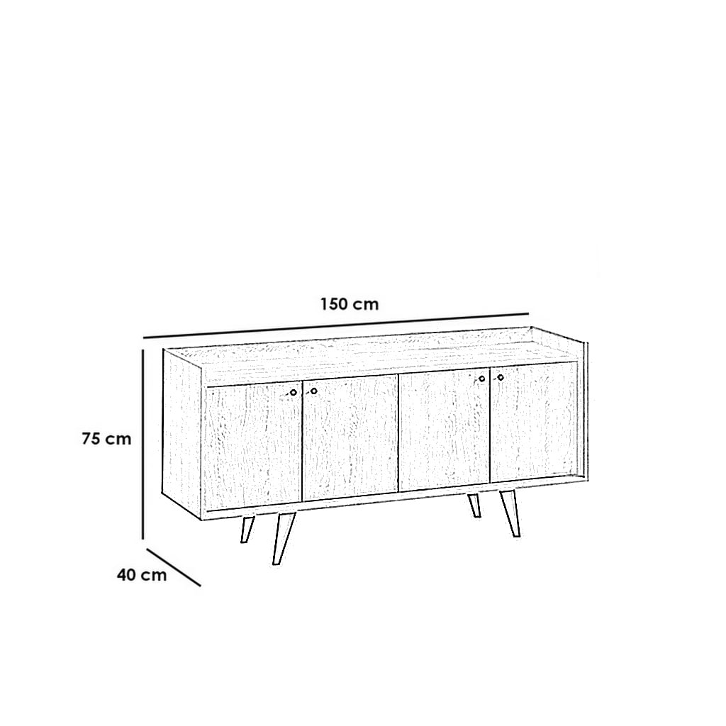 Beige counter wood melamine wood buffet - 75 x 40 x 150 cm