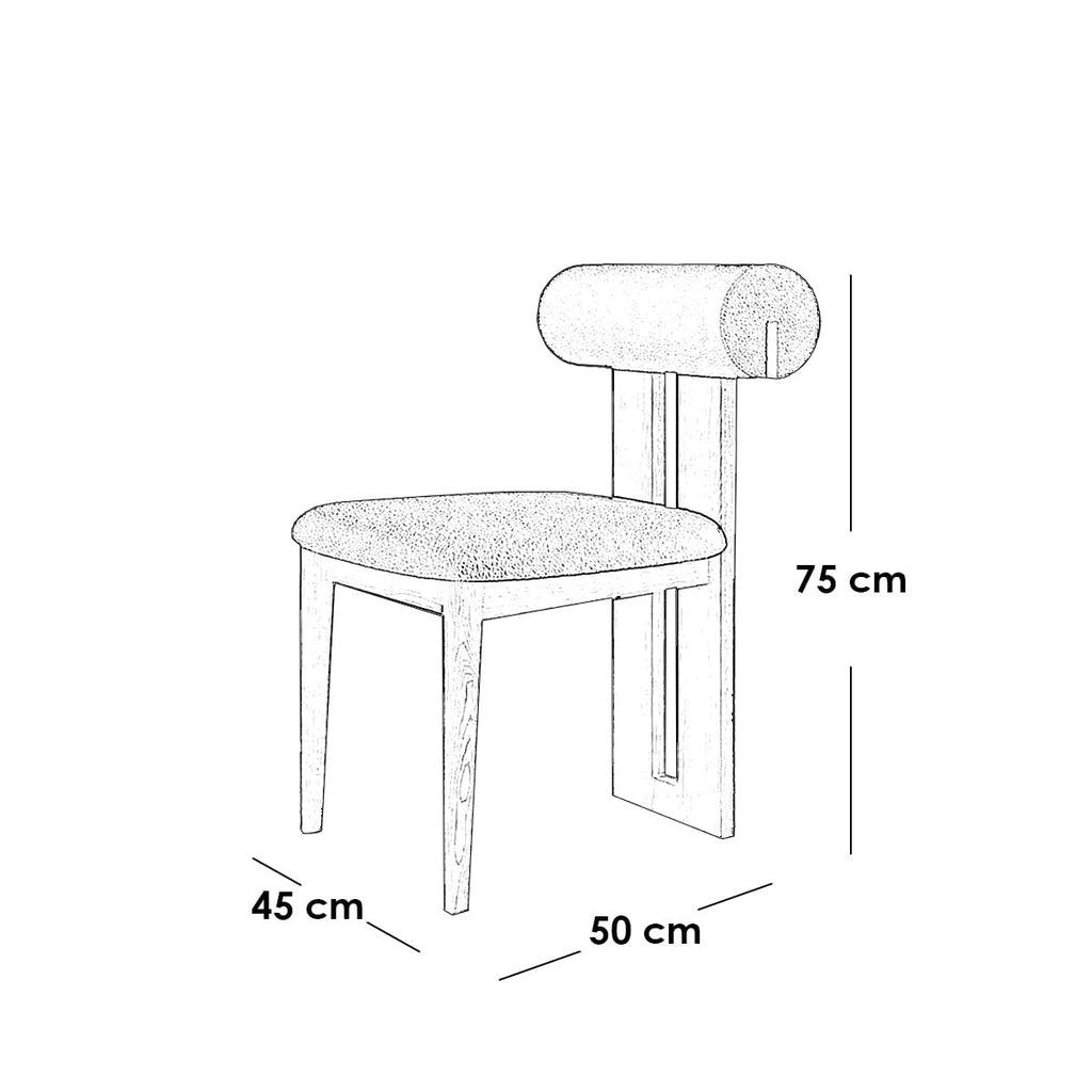 Dining chair made of beech wood and boucle fabric - brown and off-white