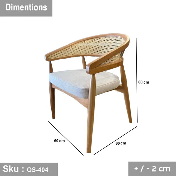 Roman red beechwood chair with Koya linen fabric