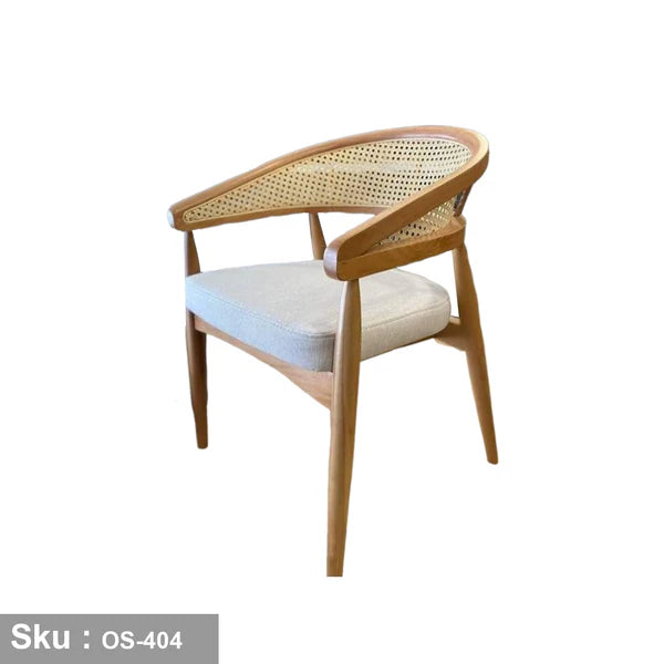 Roman red beechwood chair with Koya linen fabric