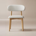 Dining chair made of beech wood, fabric, and linen - beige and off-white