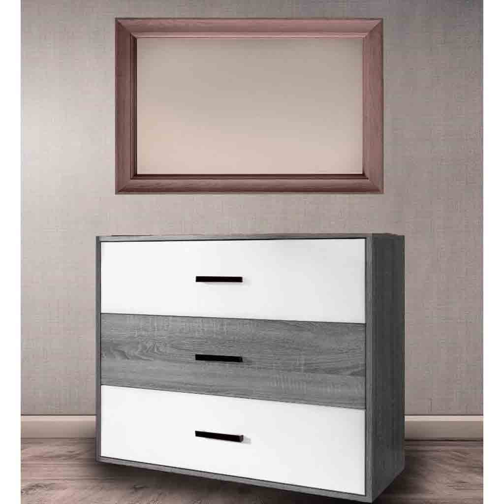 6-piece counter good wood bedroom set - Gray & white