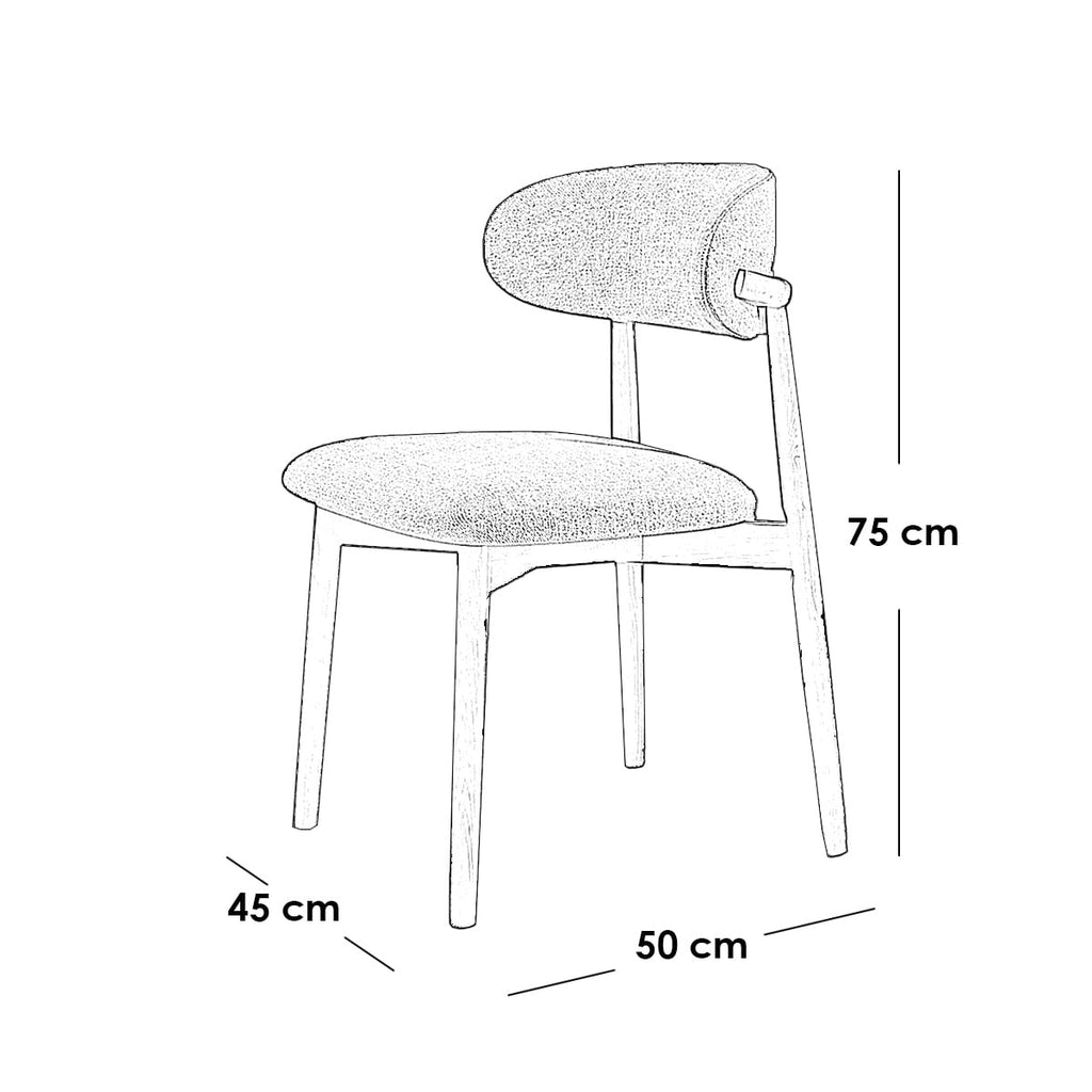 Dining chair made of beech wood, fabric, and linen - beige and off-white