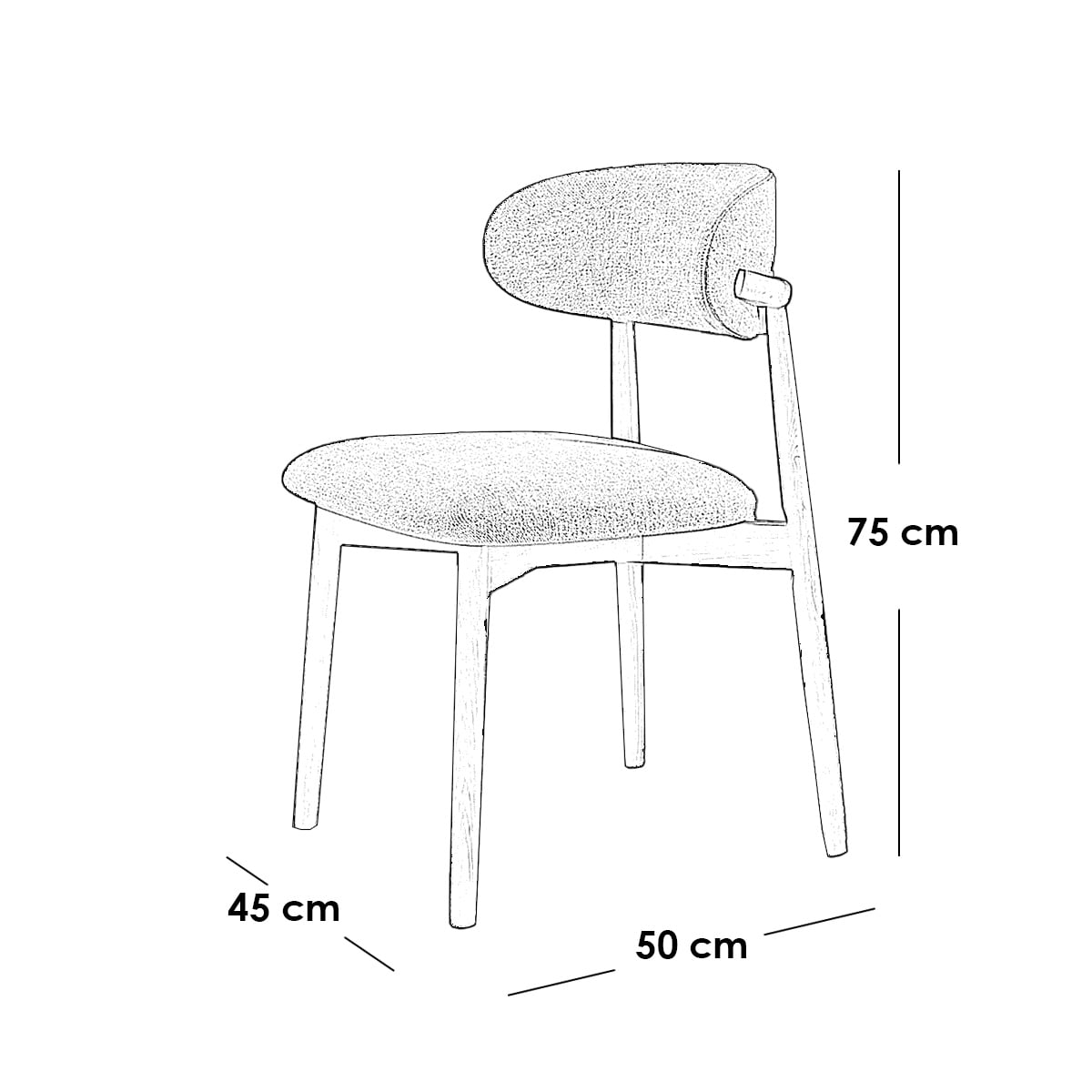 Dining chair made of beech wood, fabric, and linen - beige and off-white
