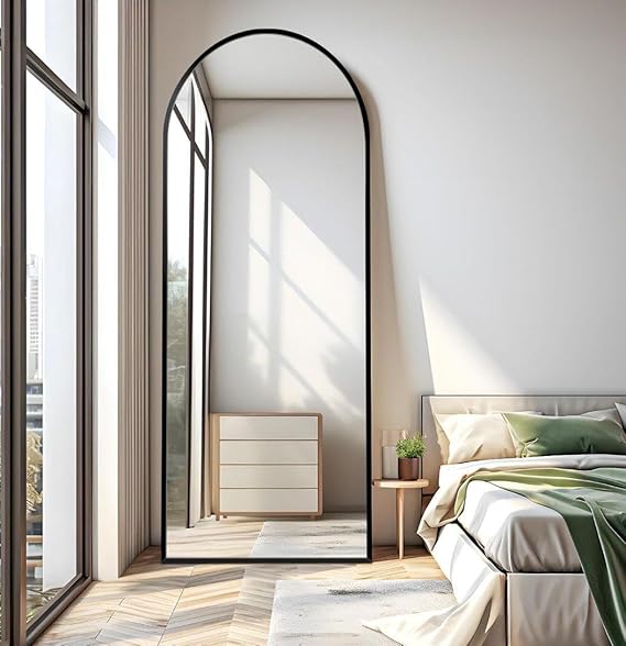 HOME Full Length Mirror 170 x 60 cm - Black Frame Slanted Mirror