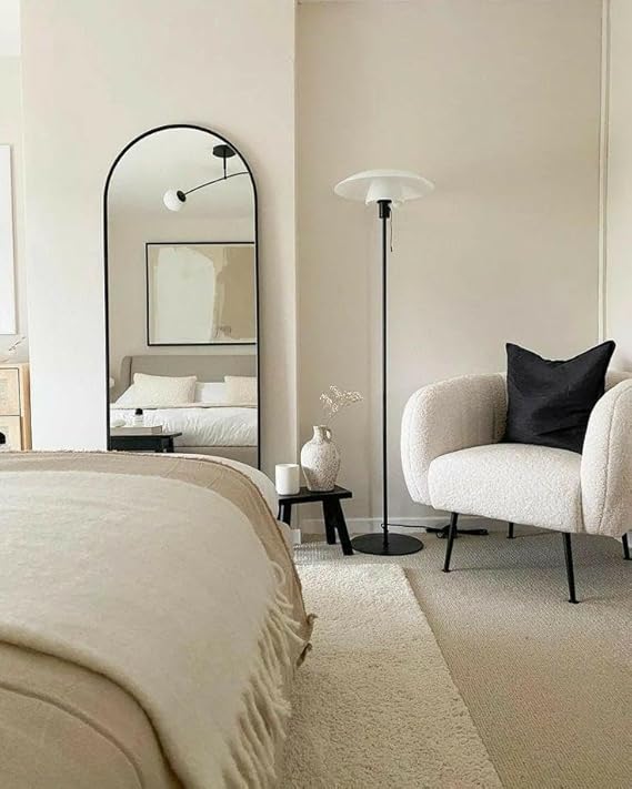 HOME Full Length Mirror 170 x 60 cm - Black Frame Slanted Mirror