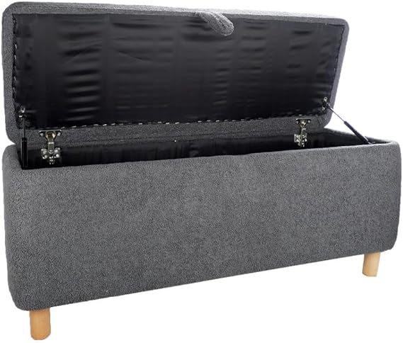 Panda Large Banquet 110x40x50cm – Premium Fabric & Natural Wood Structure – Modern Design for Entryways & Bedrooms