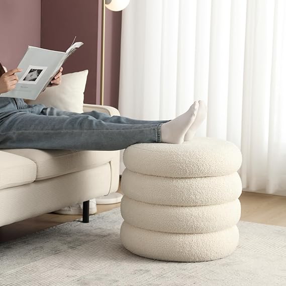 Pouf with Storage Off White
