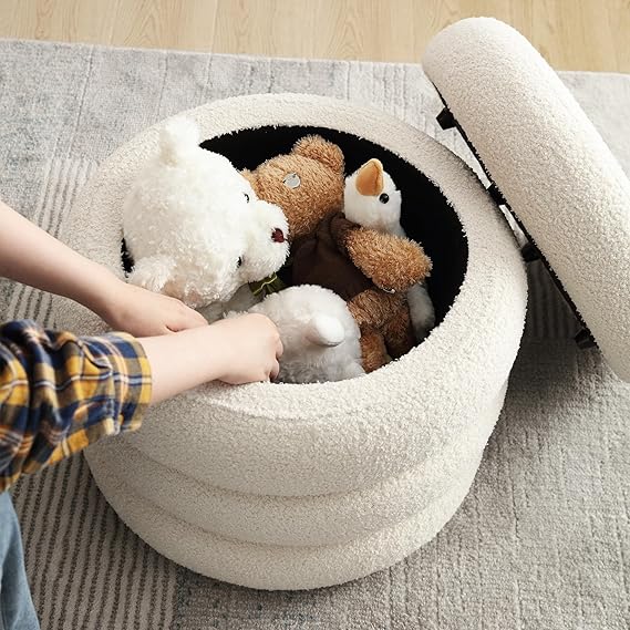 Pouf with Storage Off White