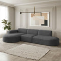 Beech wood and linen L-Shape Sofa - Grey