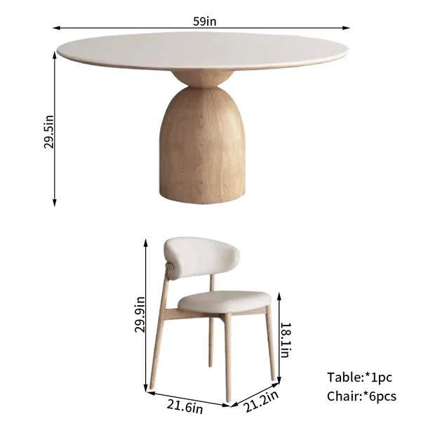Beech wood dining table - 7 pieces