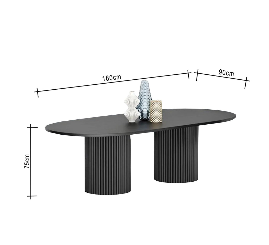Dining table with cylindrical legs in black