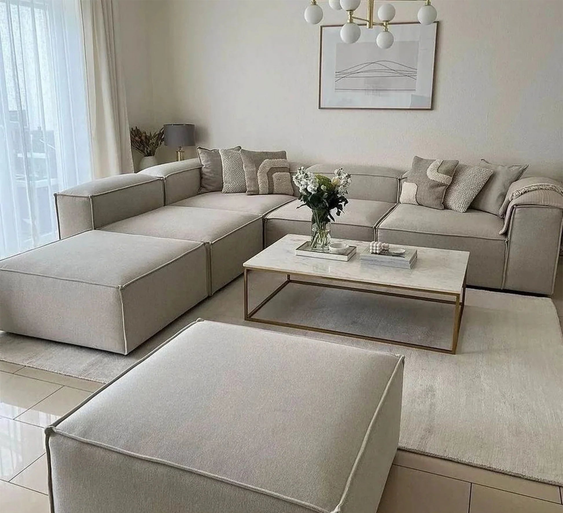 L Beige Sofa: Cozy, Elegant, Space-Saving Gem