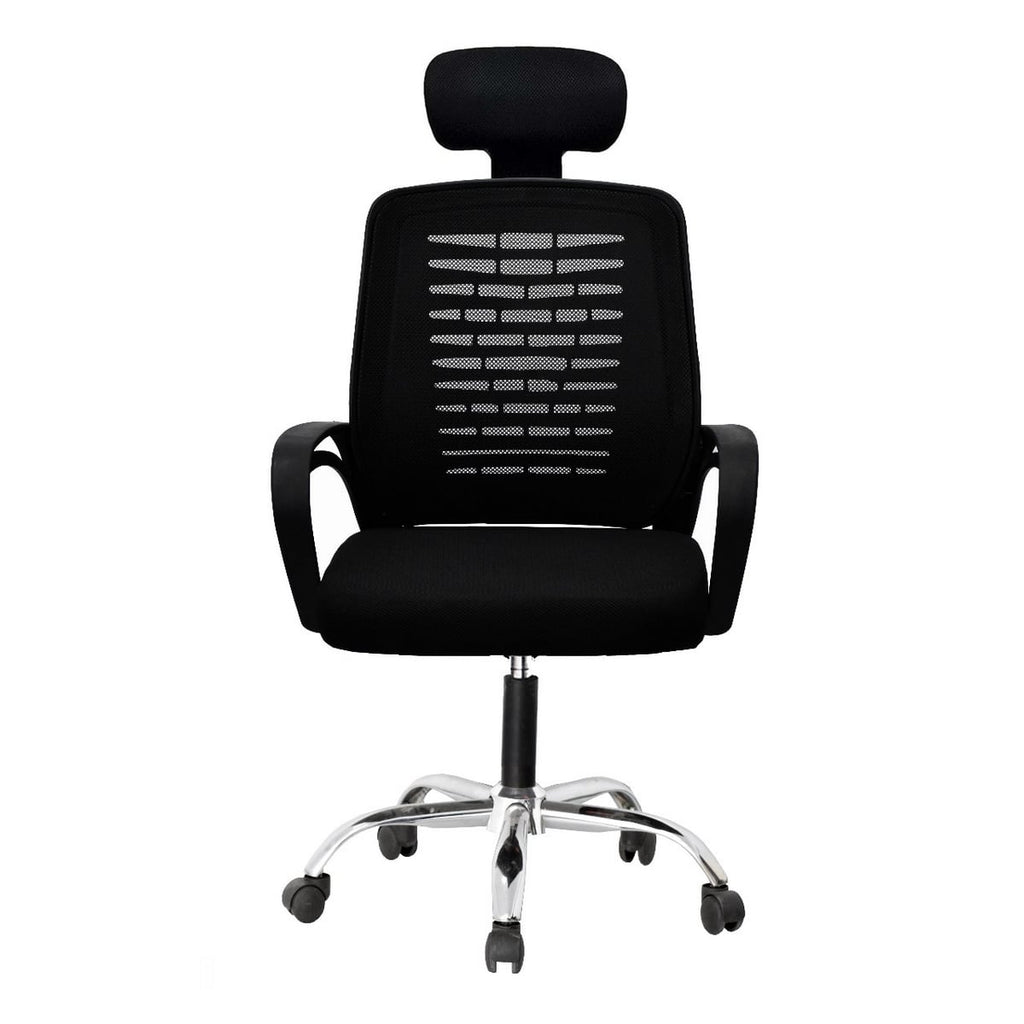 Metal Plastic Mesh Fabric Office Chair - Black and Silver