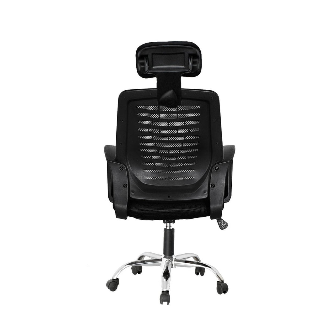 Metal Plastic Mesh Fabric Office Chair - Black and Silver
