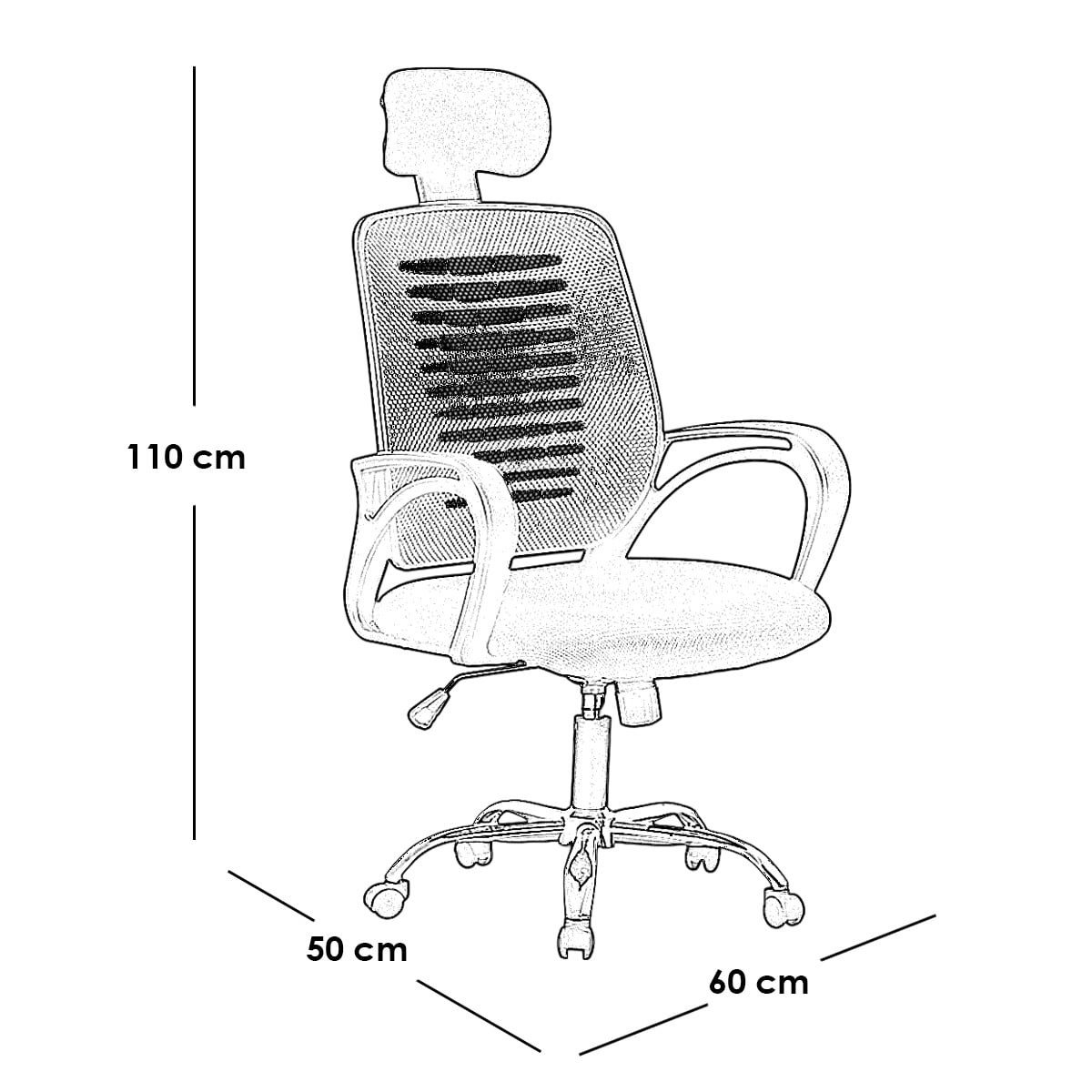 Metal Plastic Mesh Fabric Office Chair - Black and Silver