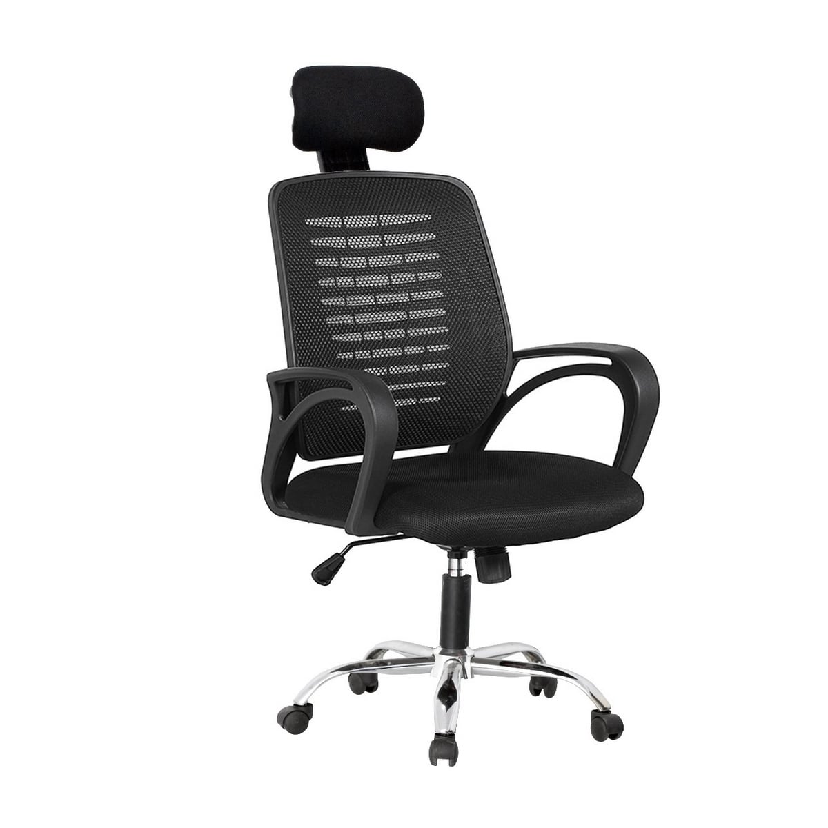 Metal Plastic Mesh Fabric Office Chair - Black and Silver