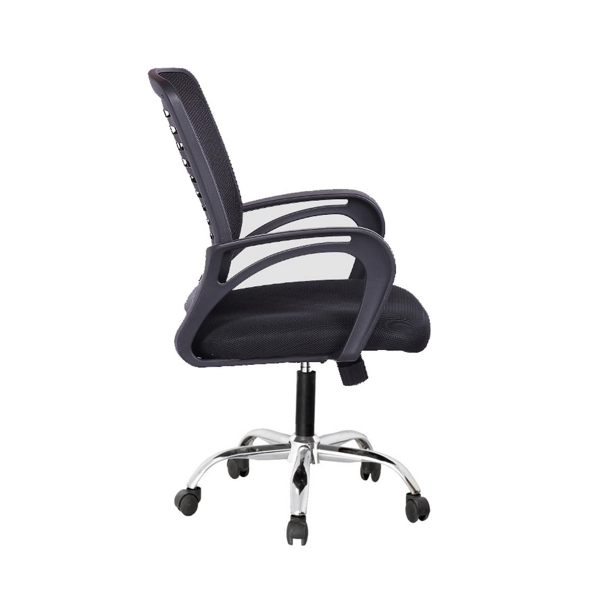 Metal Plastic Mesh Fabric Office Chair - Black and Silver