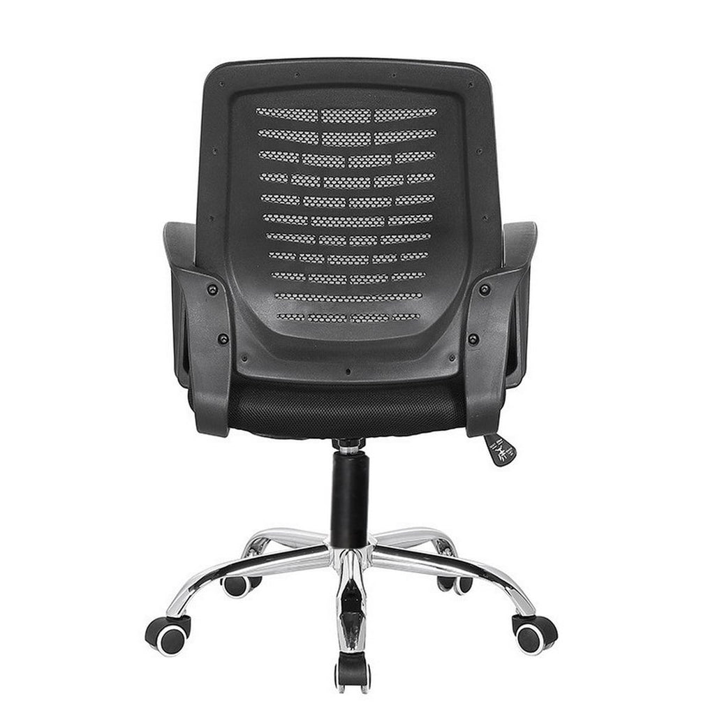 Metal Plastic Mesh Fabric Office Chair - Black and Silver