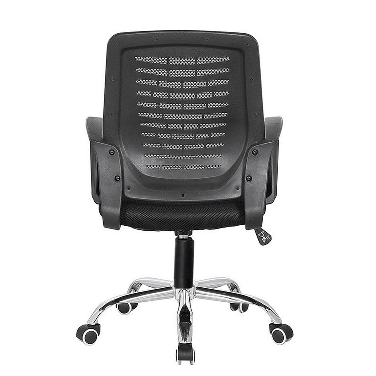 Metal Plastic Mesh Fabric Office Chair - Black and Silver