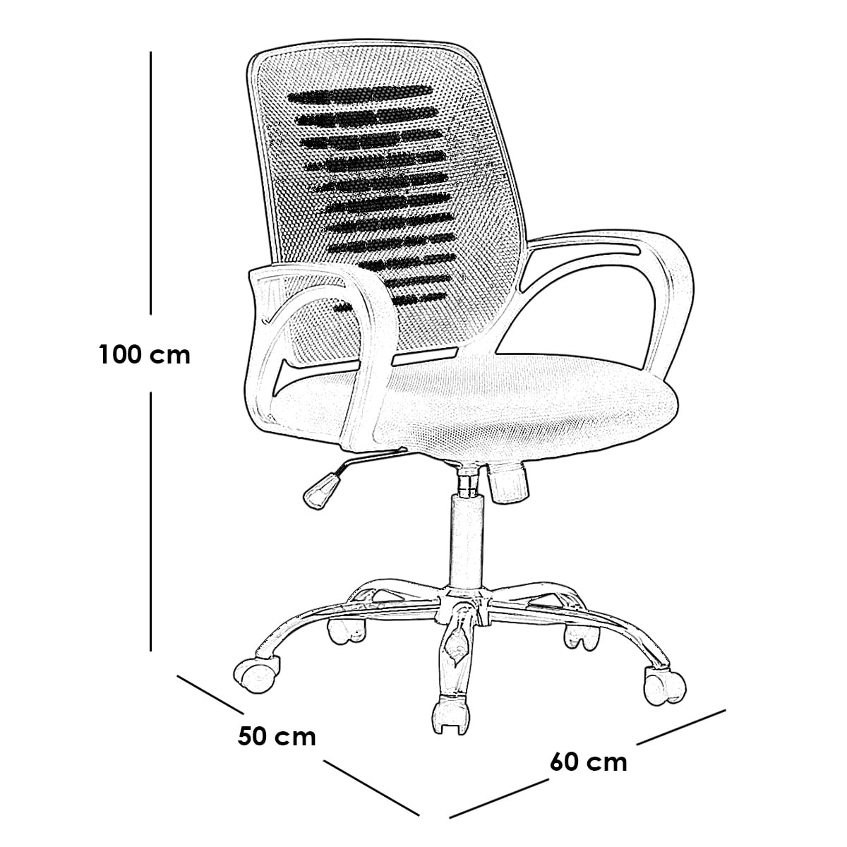 Metal Plastic Mesh Fabric Office Chair - Black and Silver