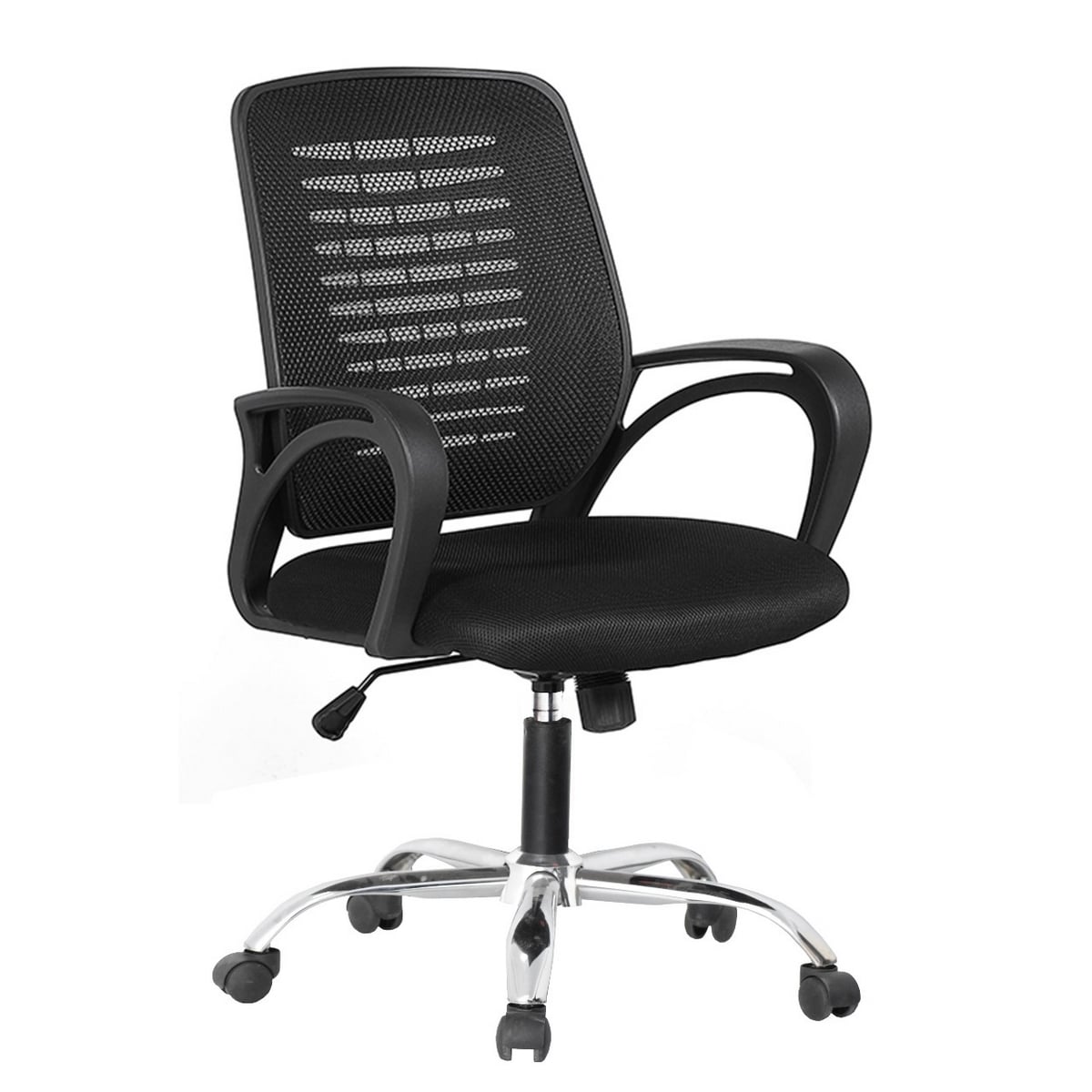 Metal Plastic Mesh Fabric Office Chair - Black and Silver