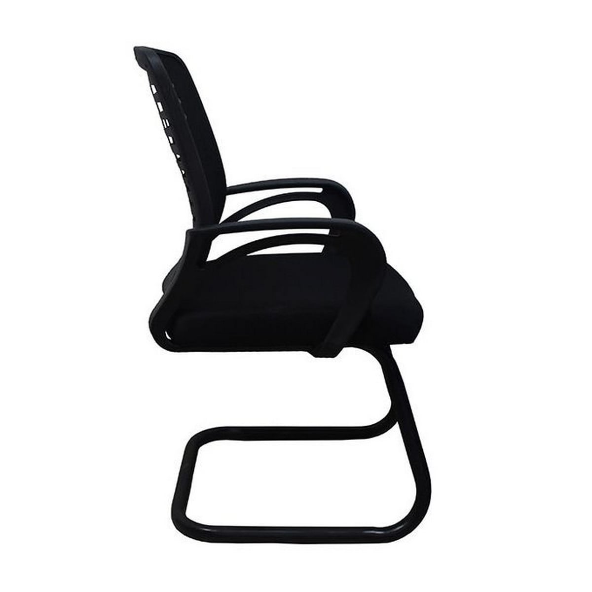 Metal Plastic Mesh Fabric Office Chair - Black