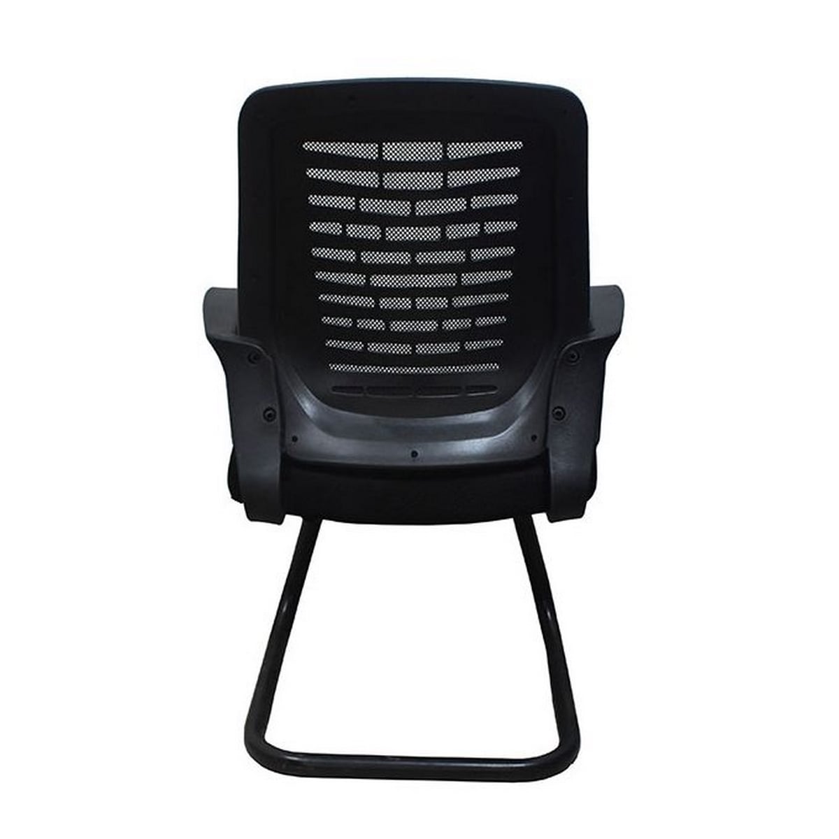 Metal Plastic Mesh Fabric Office Chair - Black