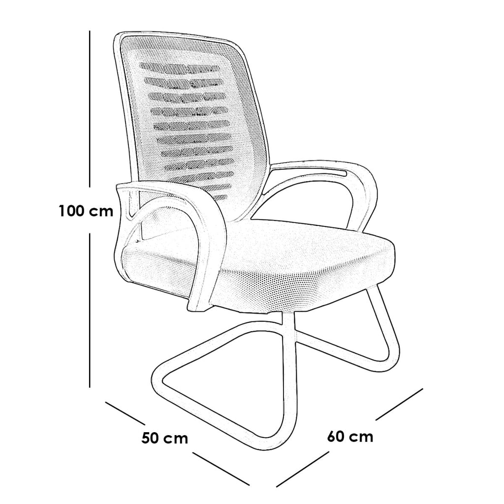 Metal Plastic Mesh Fabric Office Chair - Black