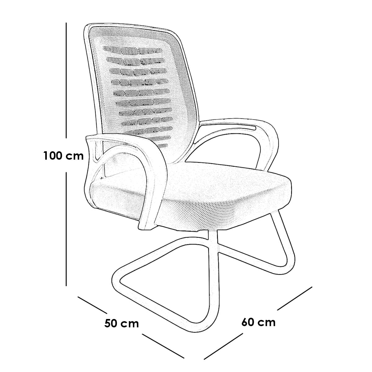 Metal Plastic Mesh Fabric Office Chair - Black