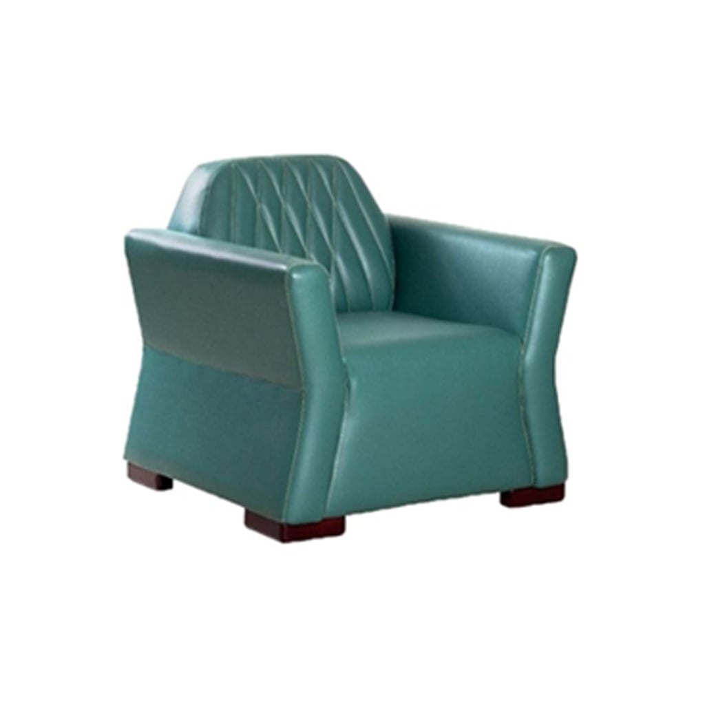 Swedish wood and leather Office Reception set 3 Pieces - blue