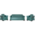 Swedish wood and leather Office Reception set 3 Pieces - blue