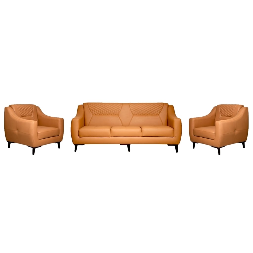 Swedish wood and leather Office Reception set 3 Pieces - Brown