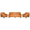 Swedish wood and leather Office Reception set 3 Pieces - Brown
