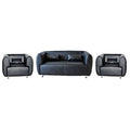 Beech Wood, Metal, Sponge and Leather Office Reception Set - Black