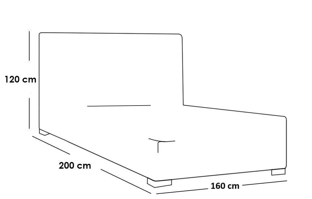 King size Counter Wood bed 160x200x120 cm - Beige