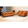 Beech Wood and Leather Arm Chair - Brown