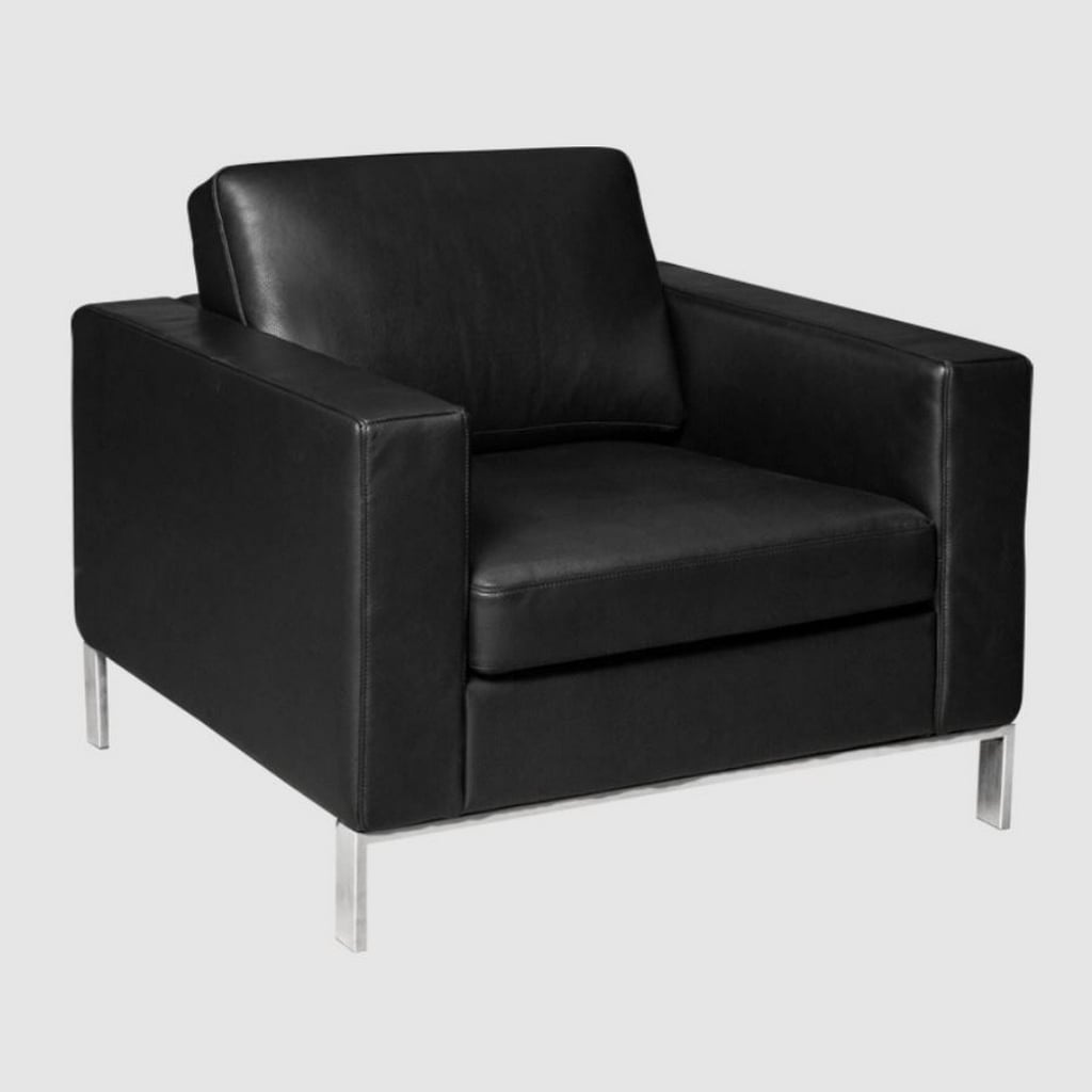 Metal and Leather Arm Chair - Black