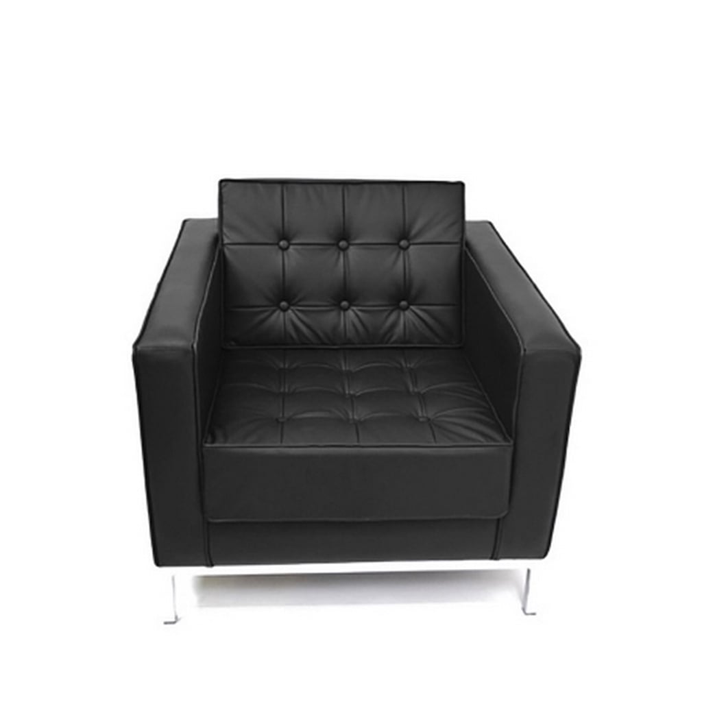 Beech Wood and Leather Arm Chair - Black