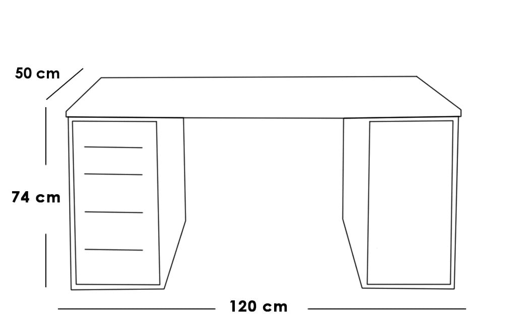 counter wood desk White - 120x74x50 cm