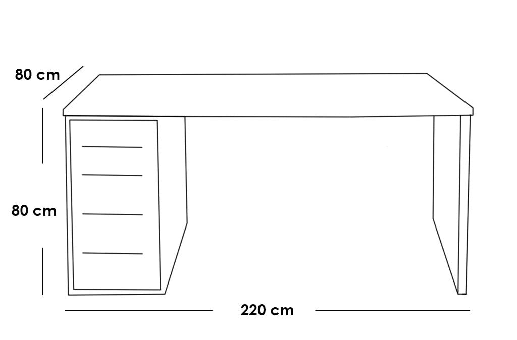 Counter Wooden Desk Beige and Black - 80x220x80 cm