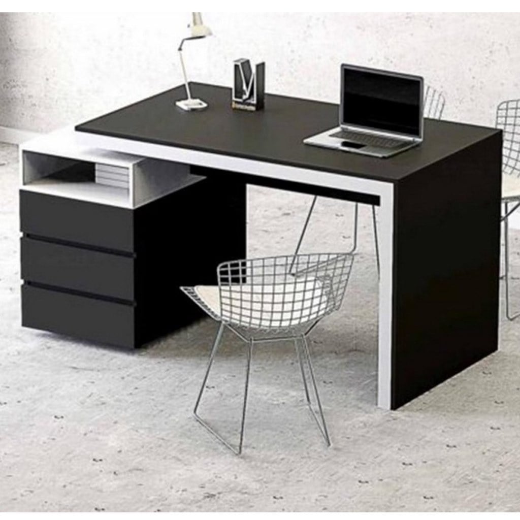 Counter Wooden Desk Black and White - 80x160x60 cm