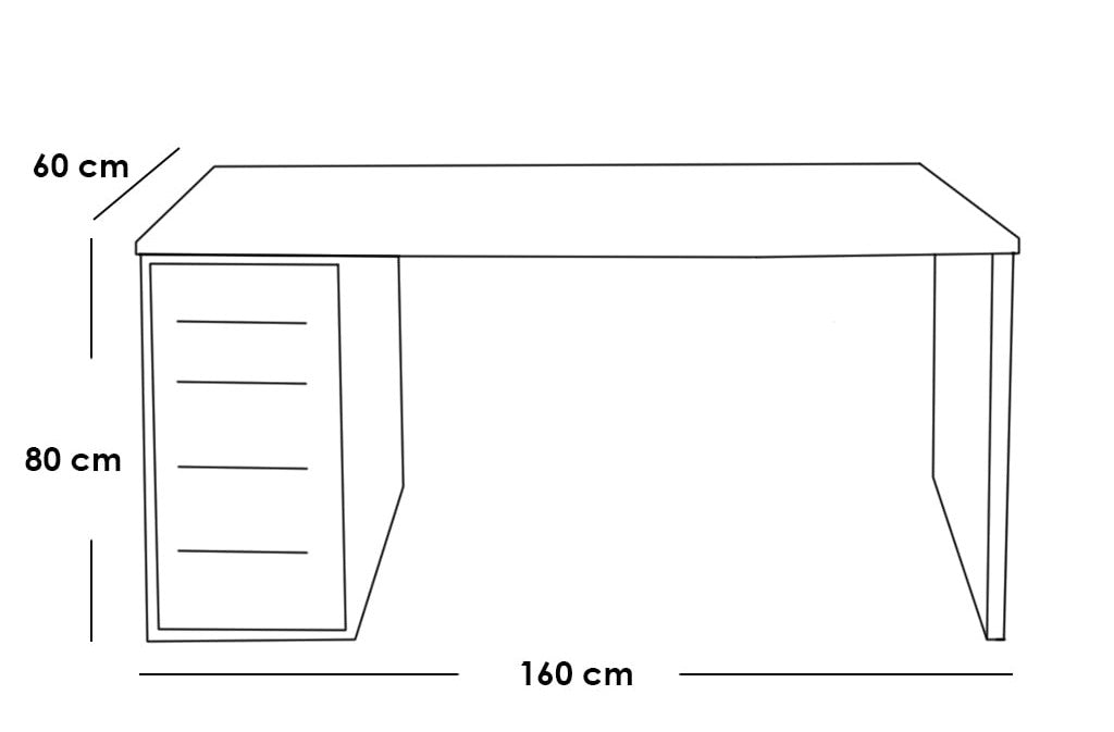 Counter Wooden Desk Black and White - 80x160x60 cm