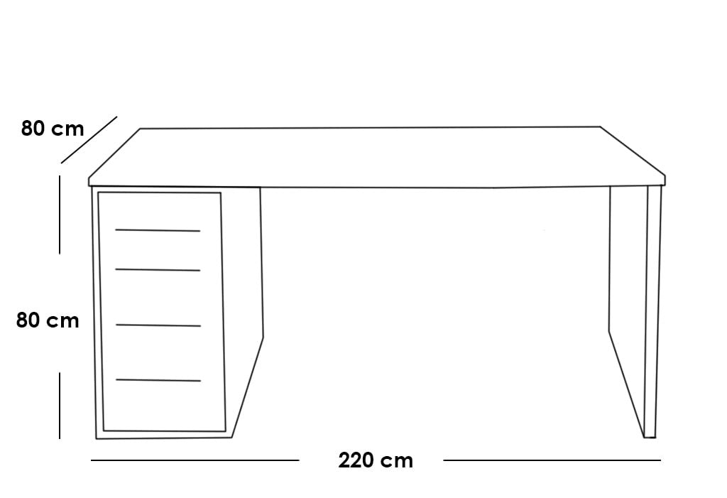 Counter wooden Desk Brown and White - 80x220x80 cm