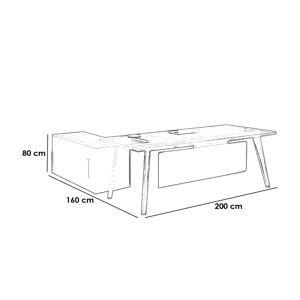 Counter wood Desk Beige and Grey - 80x200x160 cm