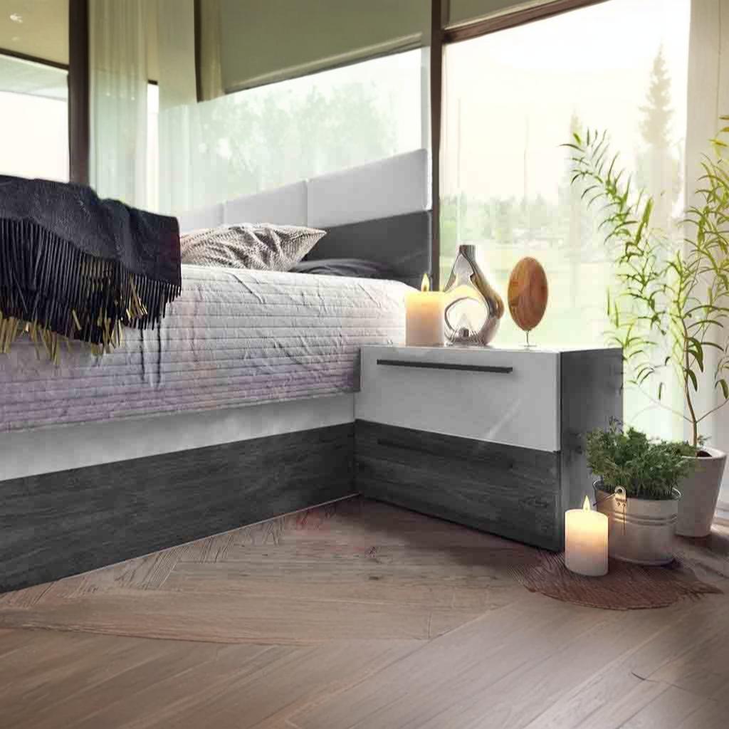 6-piece counter good wood bedroom set - Gray & white