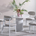 Beech wood and Panda Fabric Dining Room 5 pieces - white and gray