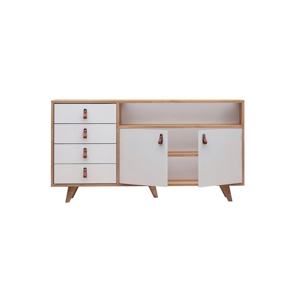White and beige particleboard buffet - 86×140×40 cm