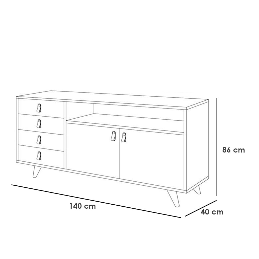 White and beige particleboard buffet - 86×140×40 cm